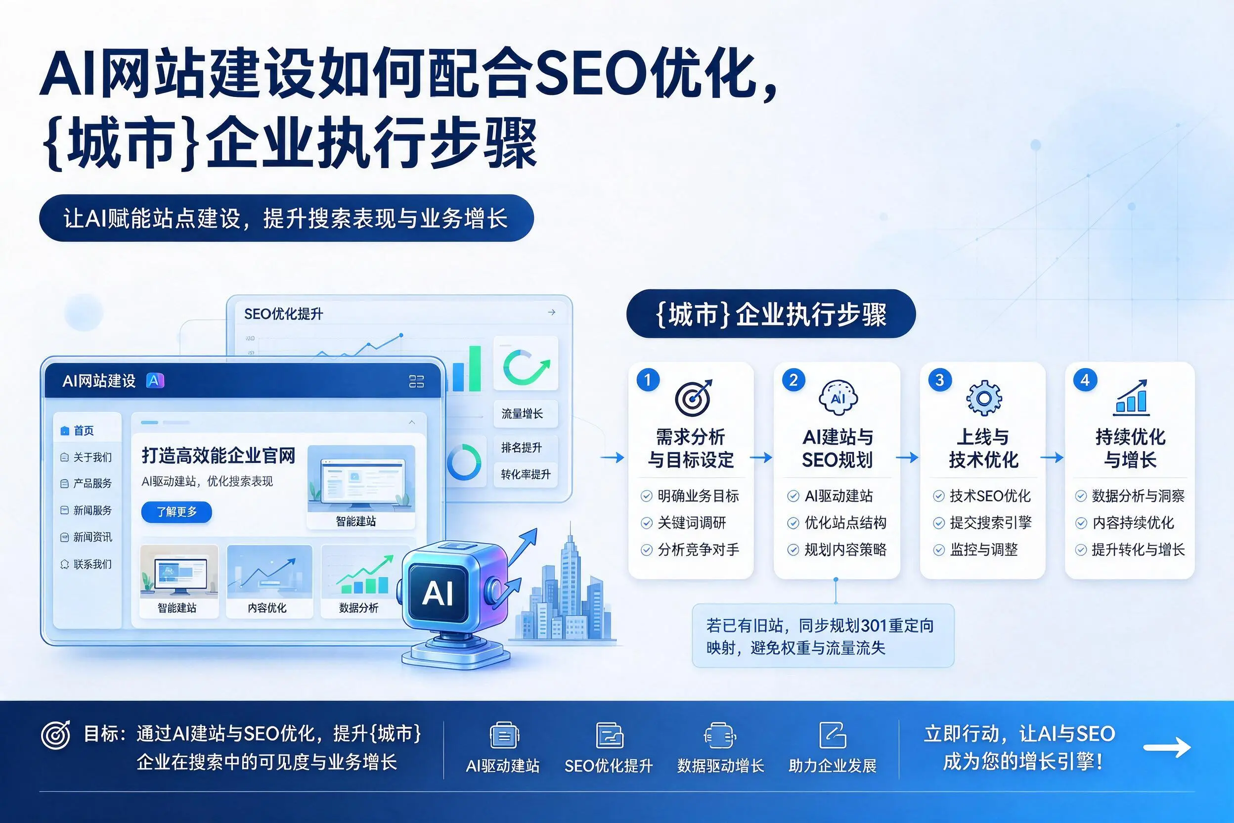 AI网站建设如何配合SEO优化，马鞍山企业执行步骤