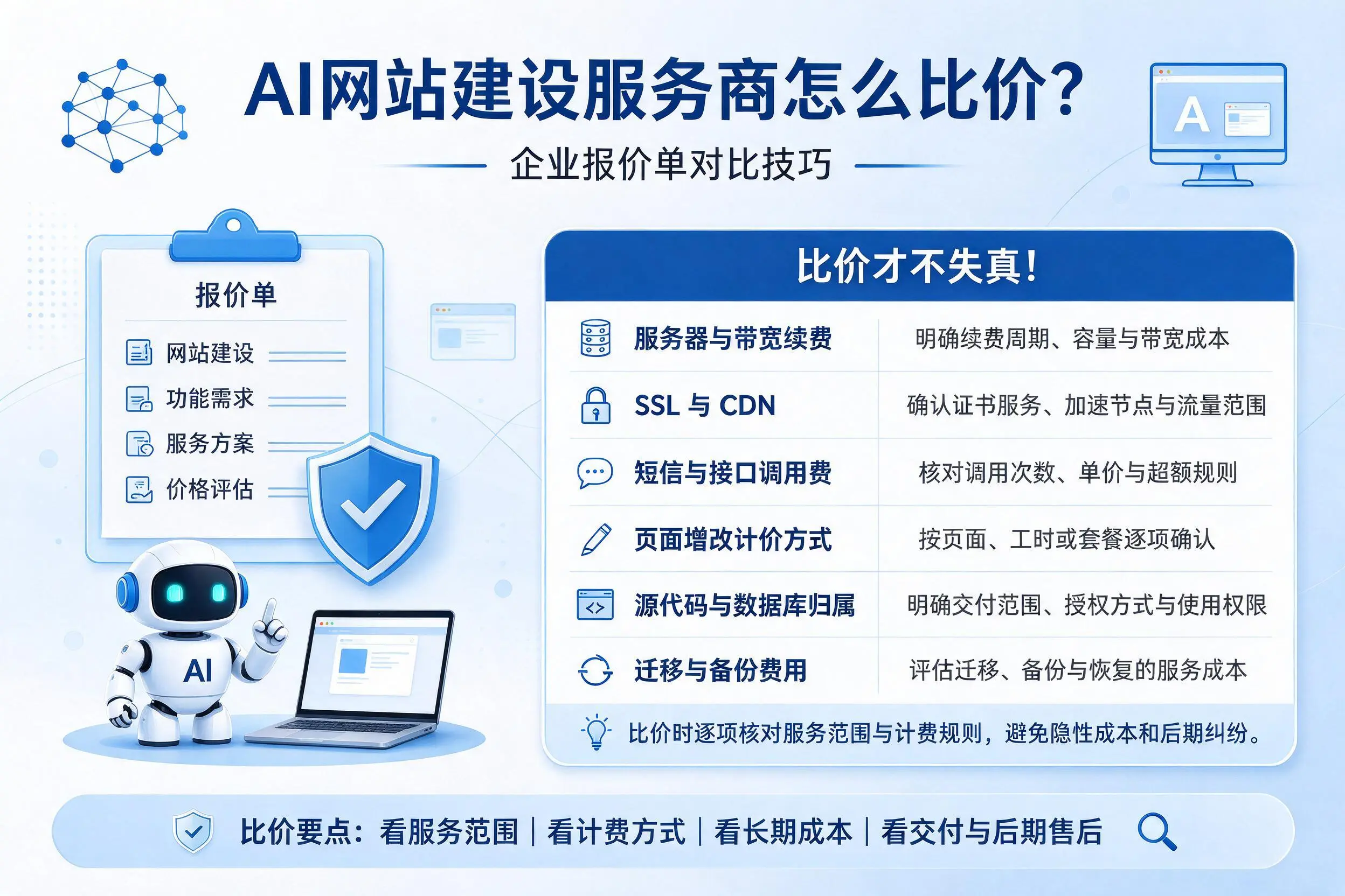 AI网站建设服务商怎么比价?马鞍山企业报价单对比技巧