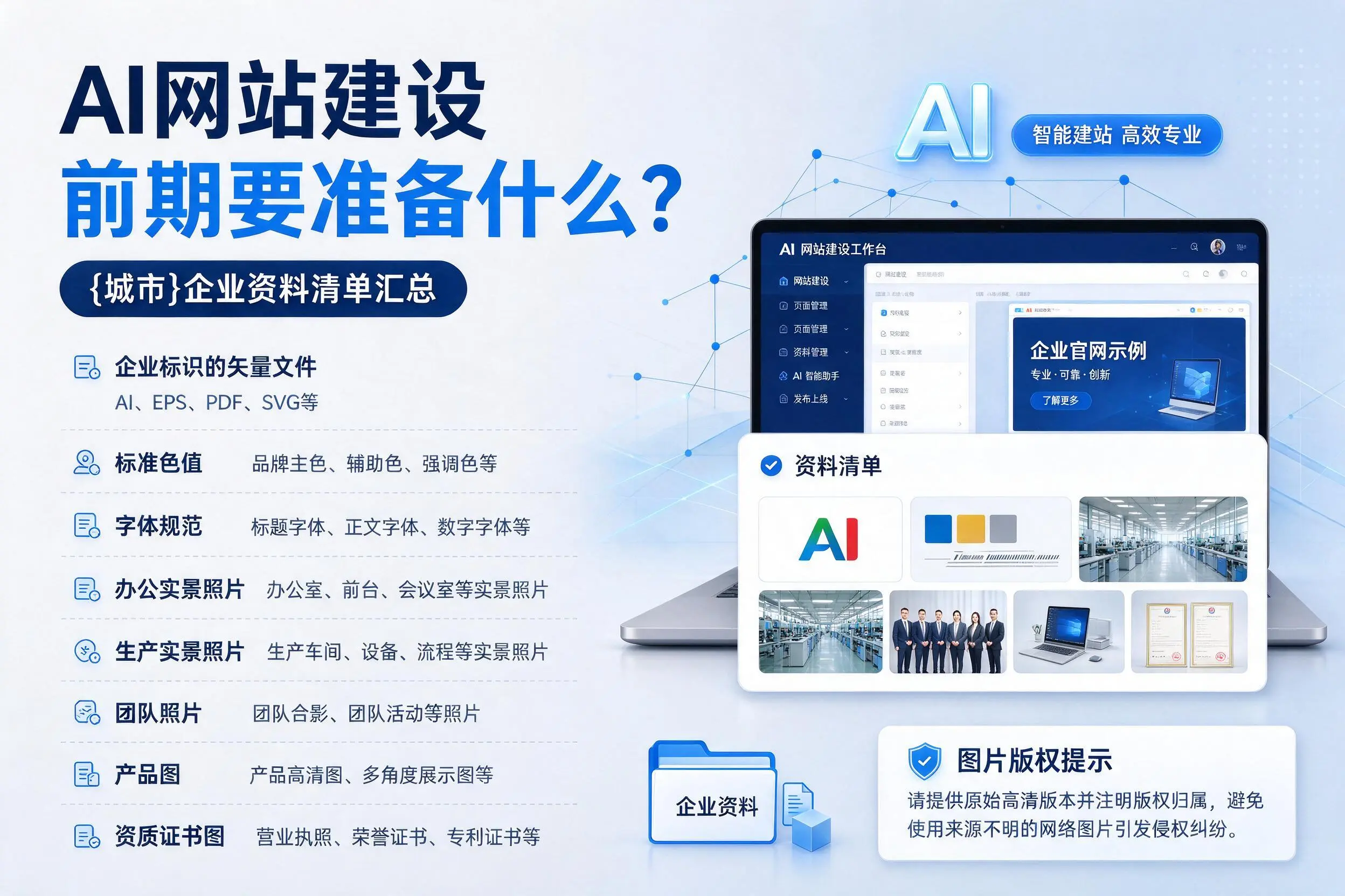 AI网站建设前期要准备什么？马鞍山企业资料清单汇总